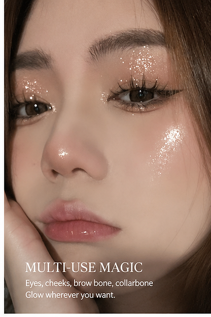 3-Shade Shimmer Highlighter with Puff | Face & Body Glow