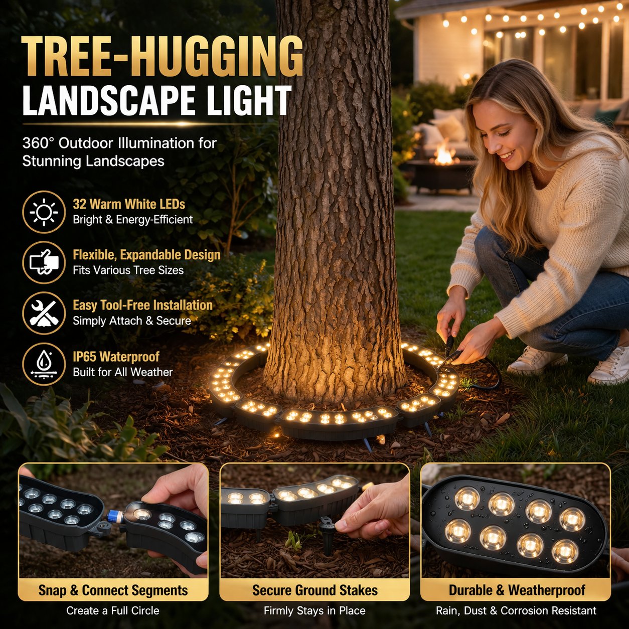 🌳 LED Ring Tree Light(Single piece) | Outdoor Waterproof Landscape Spotlight