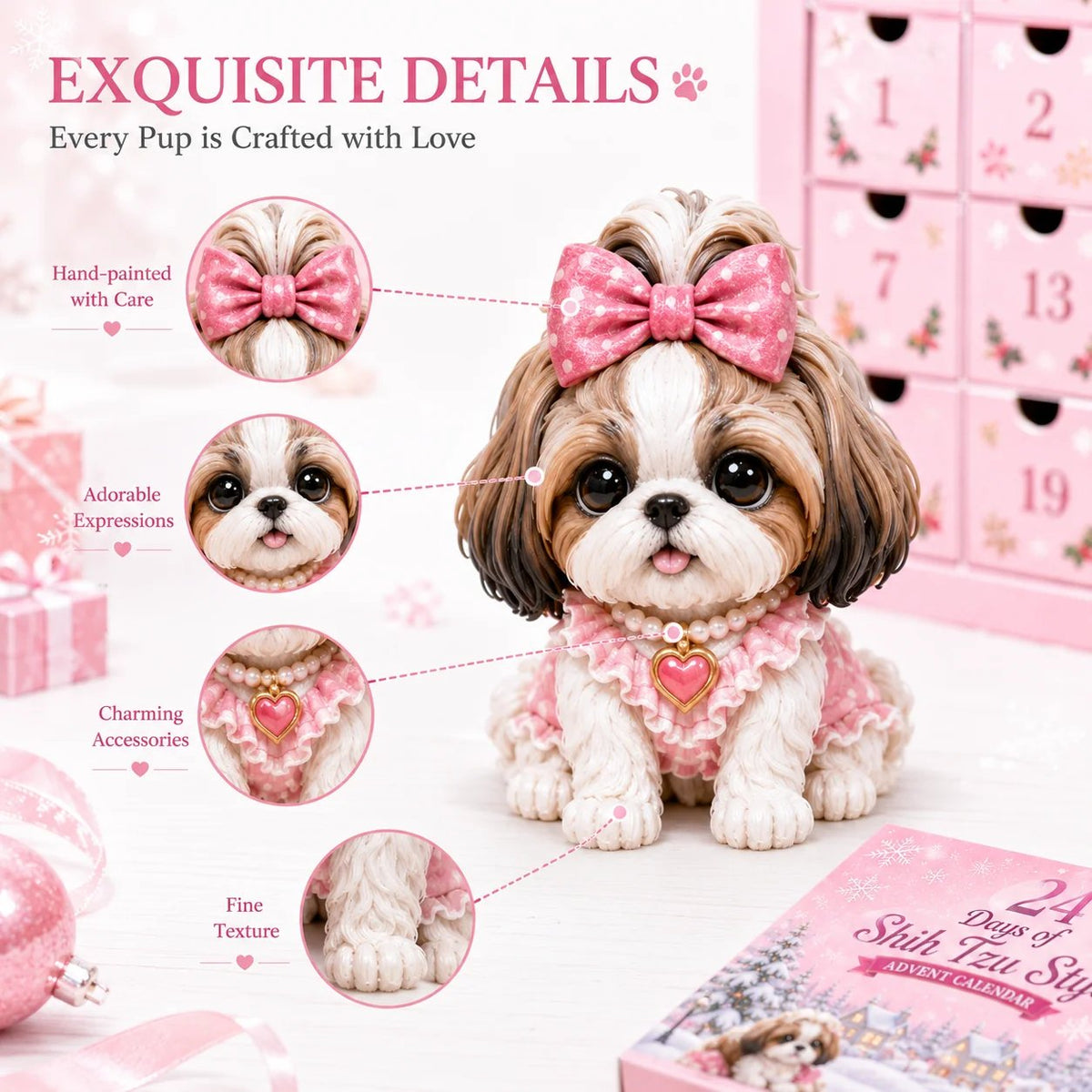 🎄LAST DAY 49% OFF -🎀24 Days of Shih Tzu Style 2D Advent Calendar –  24 Unique 2D Shih Tzu Collectibles ✨🐾