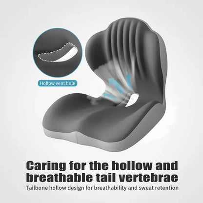 🏅Ergonomic Memory Foam Seat Cushion with Lumbar & Back Support, Relieves Back Pain, Reduces Pressure