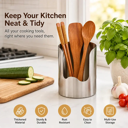 🏅Thickened Stainless Steel Utensil Organizer, Rust Resistant Easy to Clean