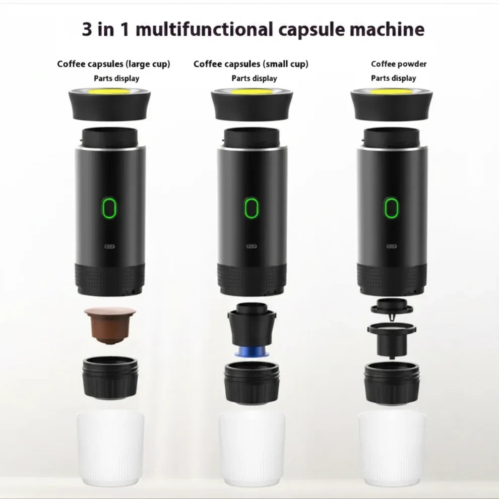Portable Espresso Coffee Maker – 15-Bar Rechargeable Travel Coffee Machine