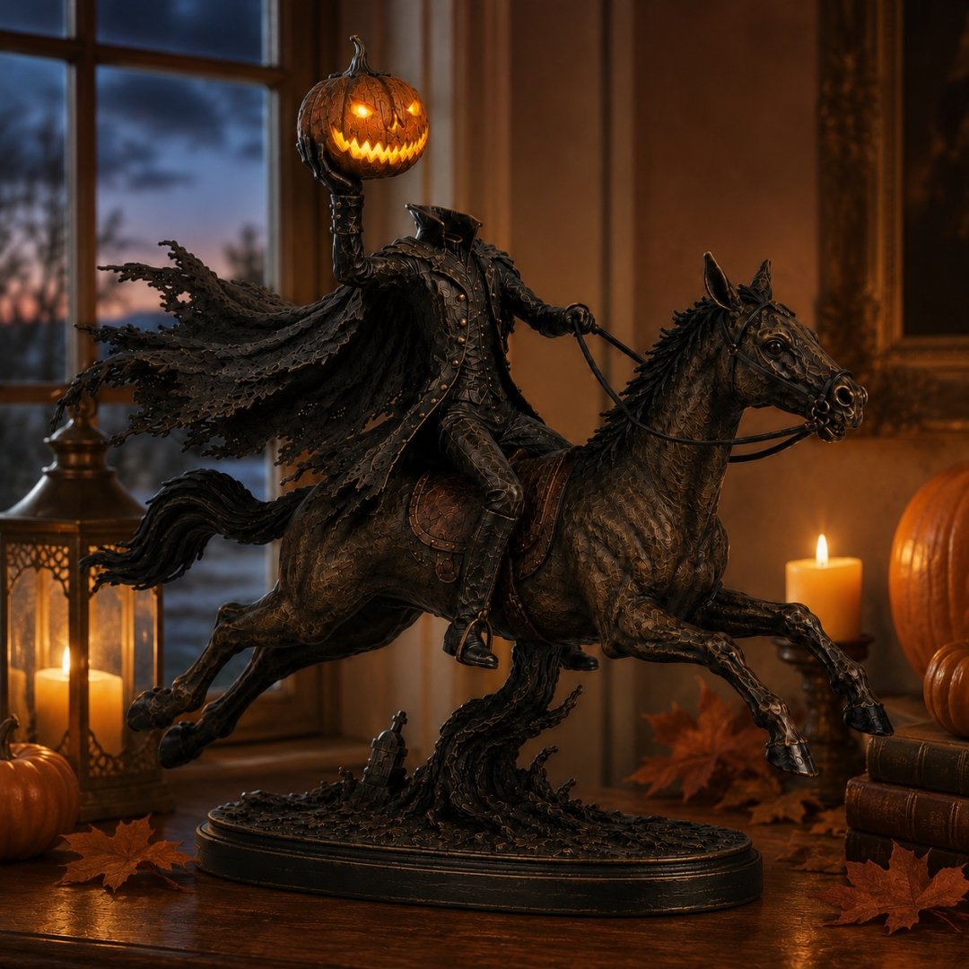 ⏰Limited Stock 50% OFF - 🎃🏇Midnight Chase Headless Horseman Statue