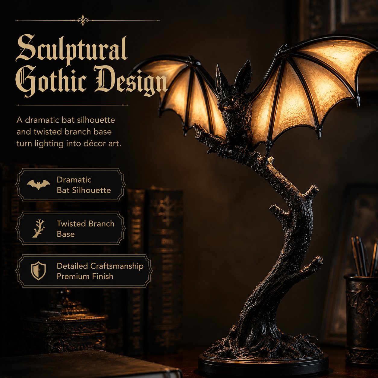 Lichtgevende vleermuis-tafellamp 🦇