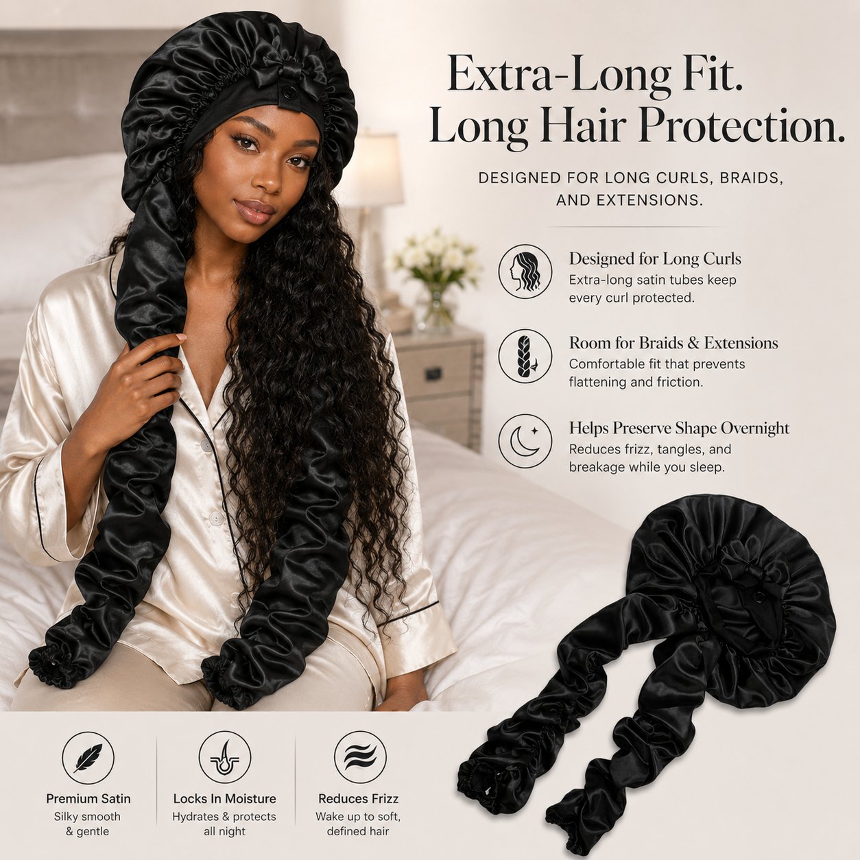 BUY 1 GET 1 FREE🔥 Silk Bonnet for Long Curly Hair
