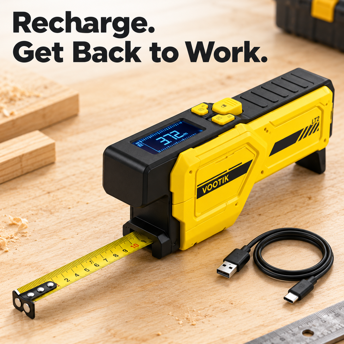 📏⚡ Digital Laser Tape Measure with LCD Display | 3-in-1 DIY Measuring & Alignment Tool 🛠️