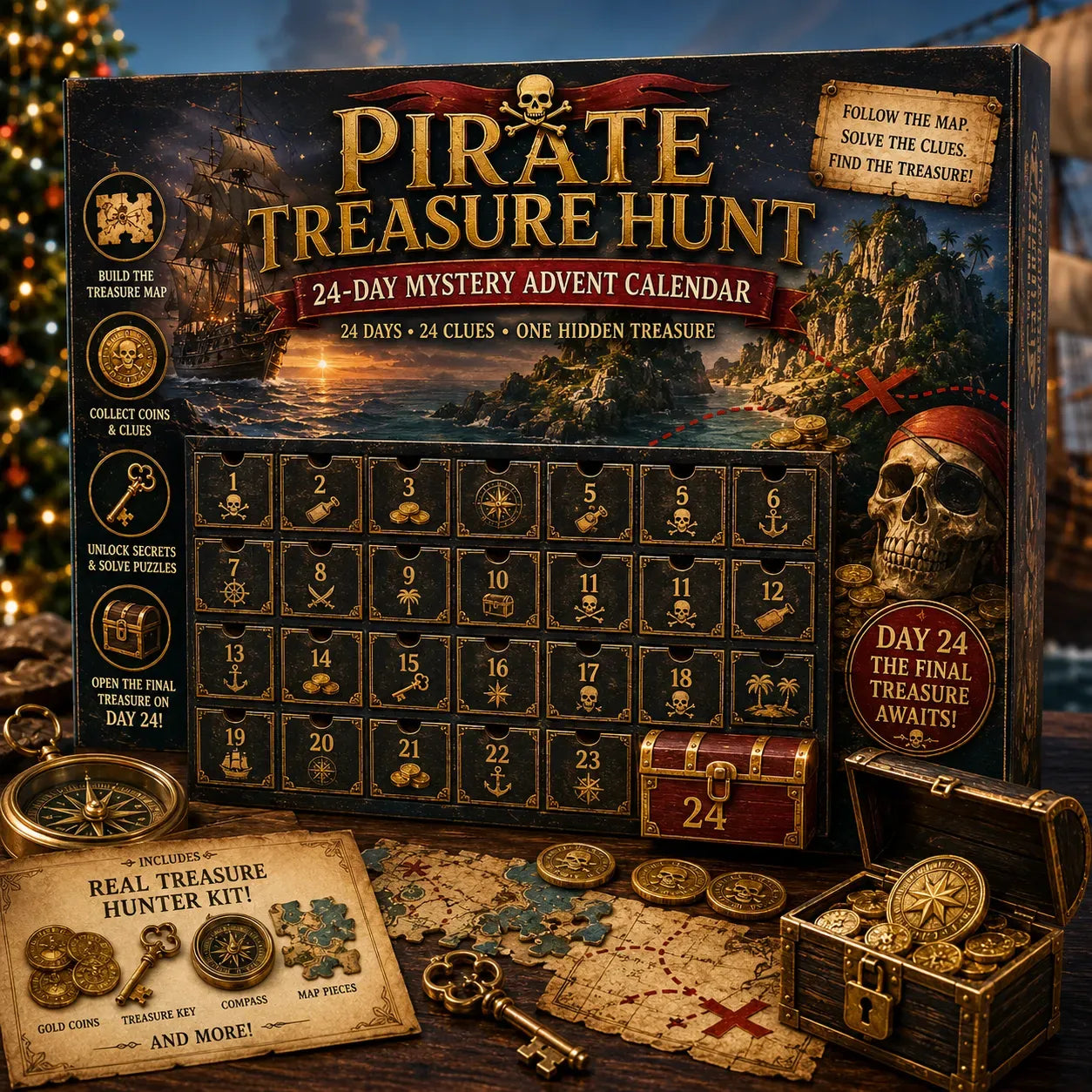 🎄24-Day Mystery Adventure Advent Calendar | Interactive Christmas Puzzle Game with 6 Story Themes, Hidden Clues & Hands-On Challenges 🧩