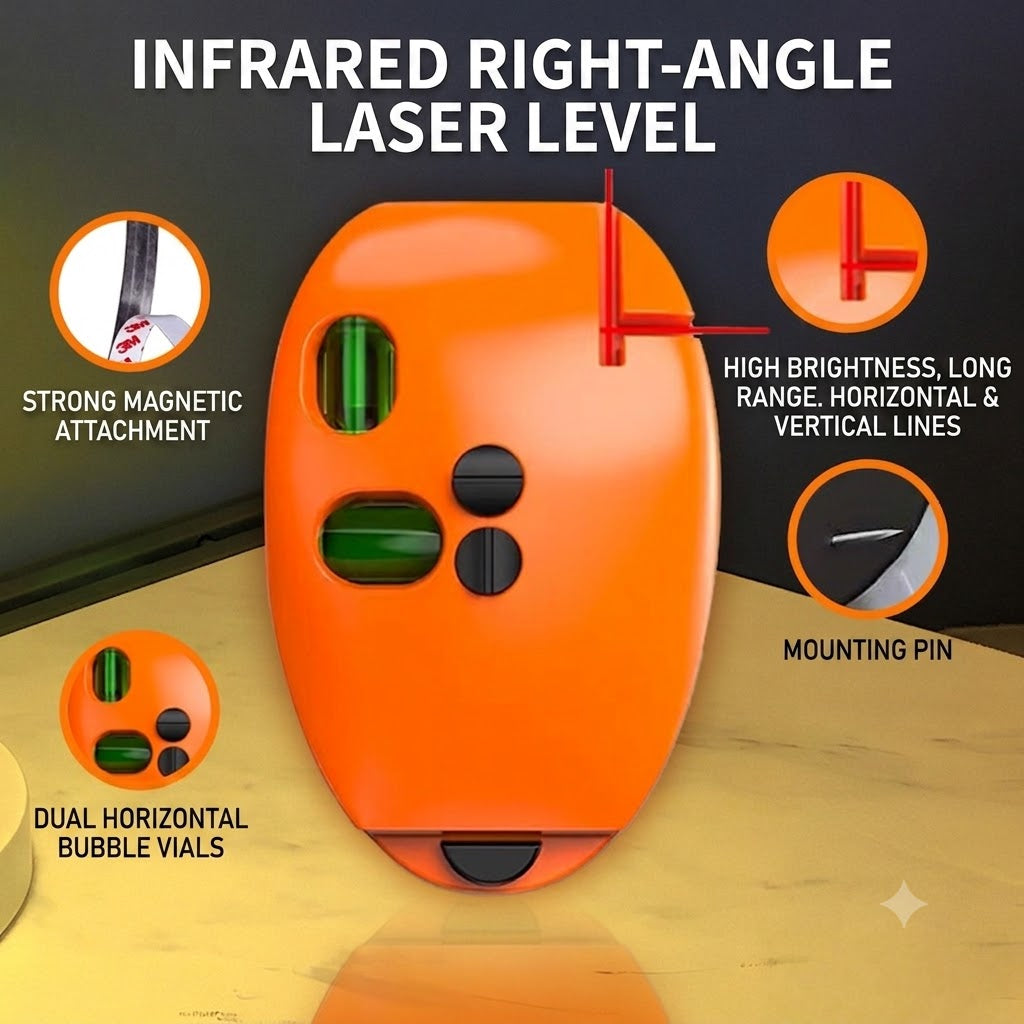 🥳2026 HOT SALE🥳💞50K+ SOLD!🔨🌟 50% OFF! 90° Infrared Level – Bright laser, right angle precision. Perfect for tiling, framing & hanging art. Level up your DIY game! 🖼️✨