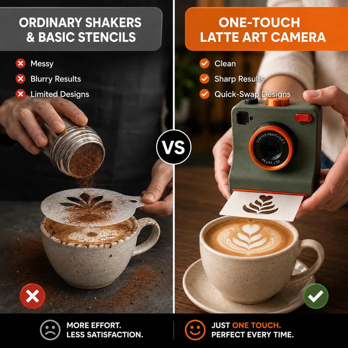 3D Printed Latte Art Camera | One-Touch Coffee Stencil Printer Kit