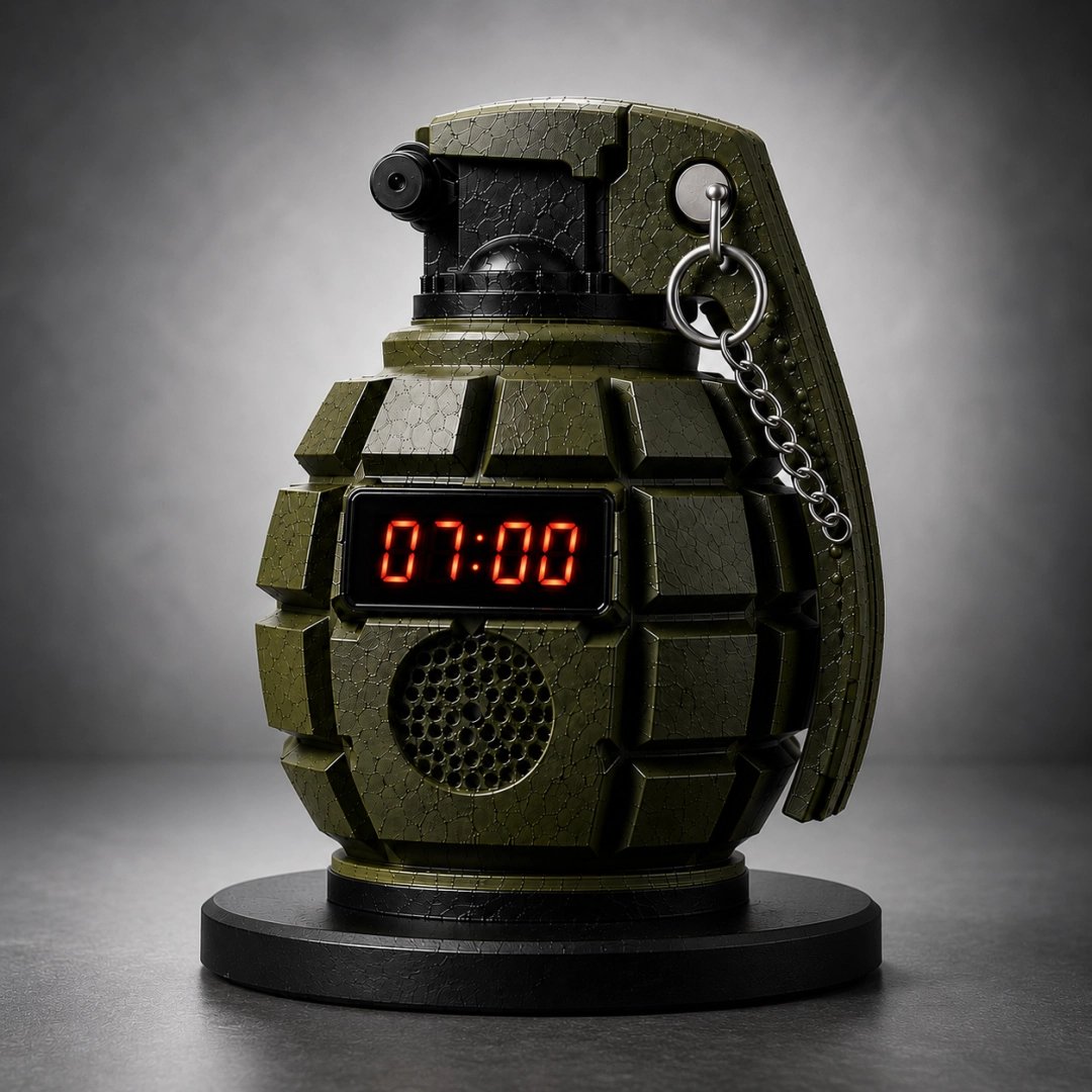 💣 Tactical Grenade Alarm Clock | Loud Interactive Alarm for Heavy Sleepers