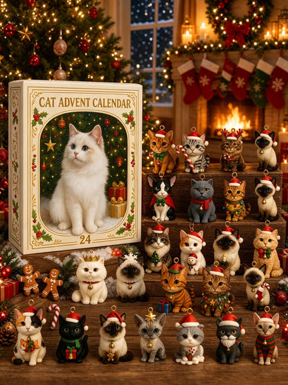 🎄Advent Calendar 2026 Cat Advent Calendar Gift for Adults Friends Cat Owners and Lovers Christmas Holiday Countdown Gift 24 Designs Cats Charm Christmas Tree Ornament