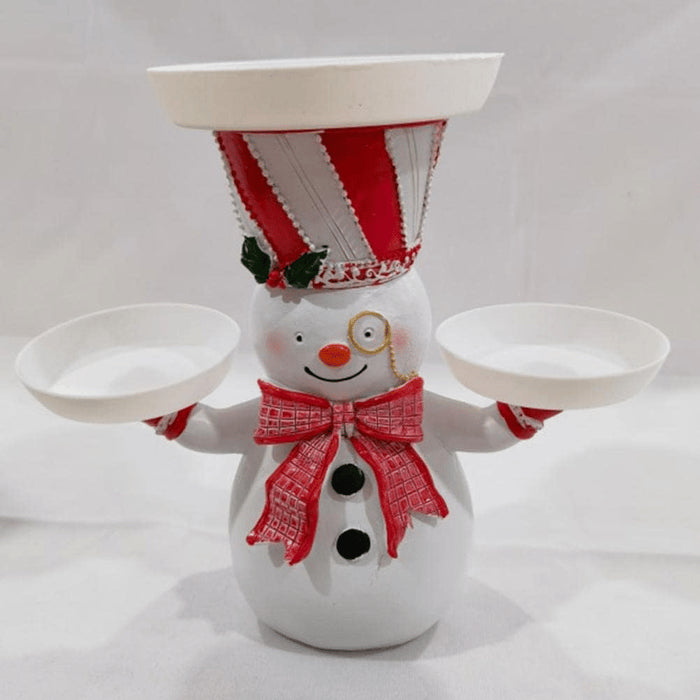 🎄 Christmas Resin Snowman Snack Rack Holder – 2-Tiered Dessert & Candy Bowl Stand for Party Table 🍰✨