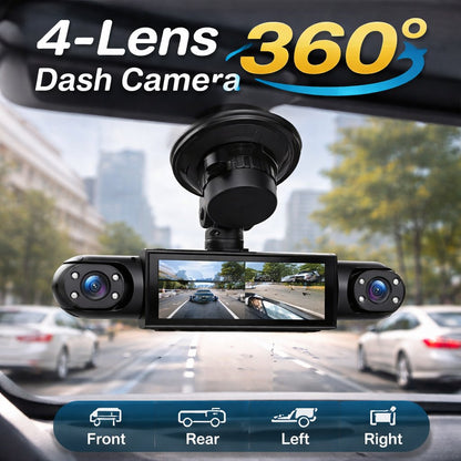 🚨[Best Seller] Stop Driving Blind! 4-Way Simultaneous Recording Dash Cam - 360° Full Coverage