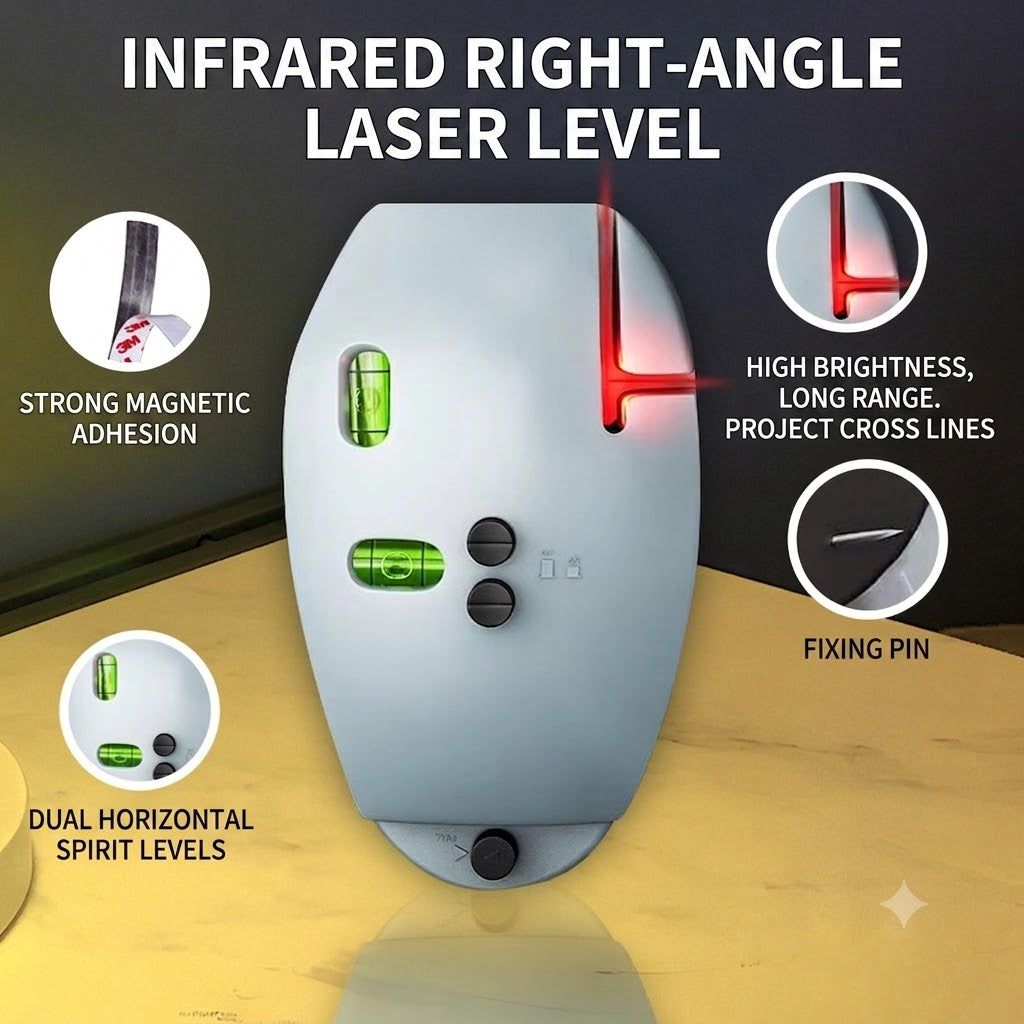 🥳2026 HOT SALE🥳💞50K+ SOLD!🔨🌟 50% OFF! 90° Infrared Level – Bright laser, right angle precision. Perfect for tiling, framing & hanging art. Level up your DIY game! 🖼️✨