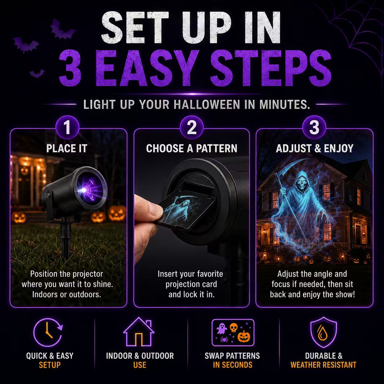 🎃👻 Last Day 50% OFF-32FT HD Halloween Projector | That Disappoint Your Halloween Party | 10 Unique HD Projection Patterns