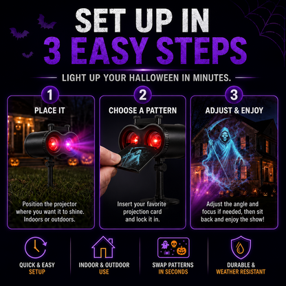 🎃👻 Last Day 50% OFF-32FT HD Halloween Projector | That Disappoint Your Halloween Party | 10 Unique HD Projection Patterns