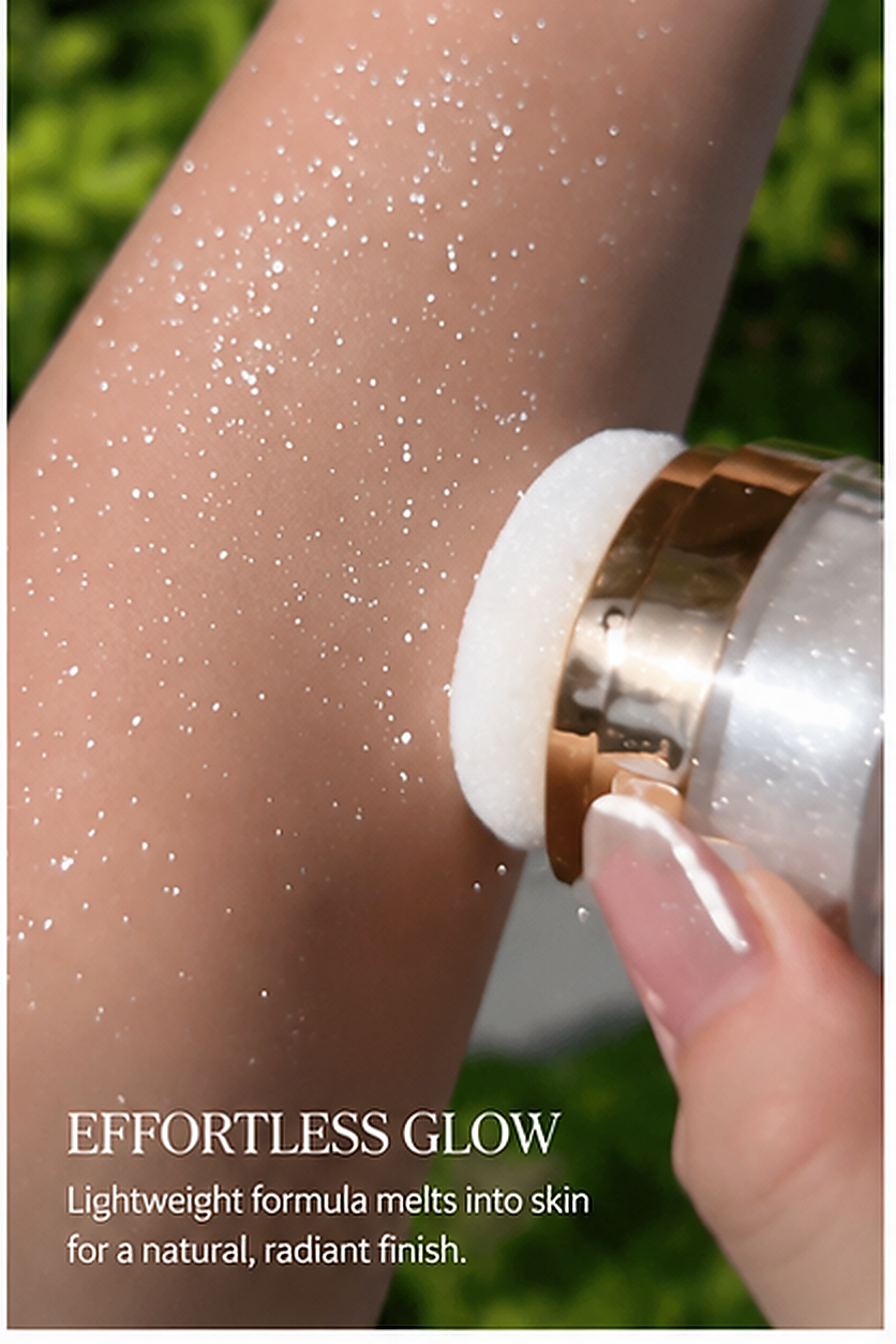3-Shade Shimmer Highlighter with Puff | Face & Body Glow