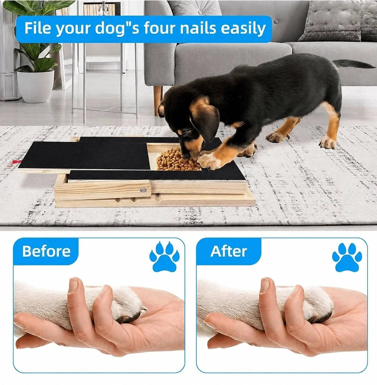 Dog Nail Scratch Board with Treat Box – Stress Free Nail Filing for Dogs