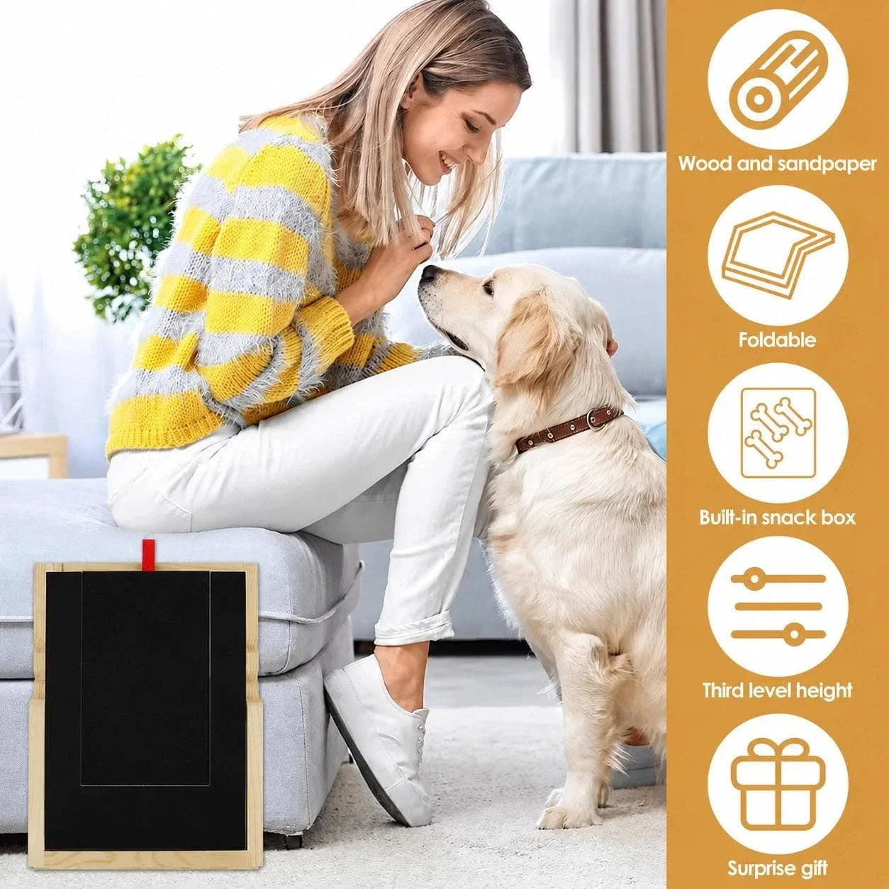 Dog Nail Scratch Board with Treat Box – Stress Free Nail Filing for Dogs