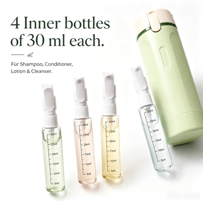 ✈️ Bloom 4-in-1 Travel Dispenser | Leak-Proof Toiletries Organizer 🧴