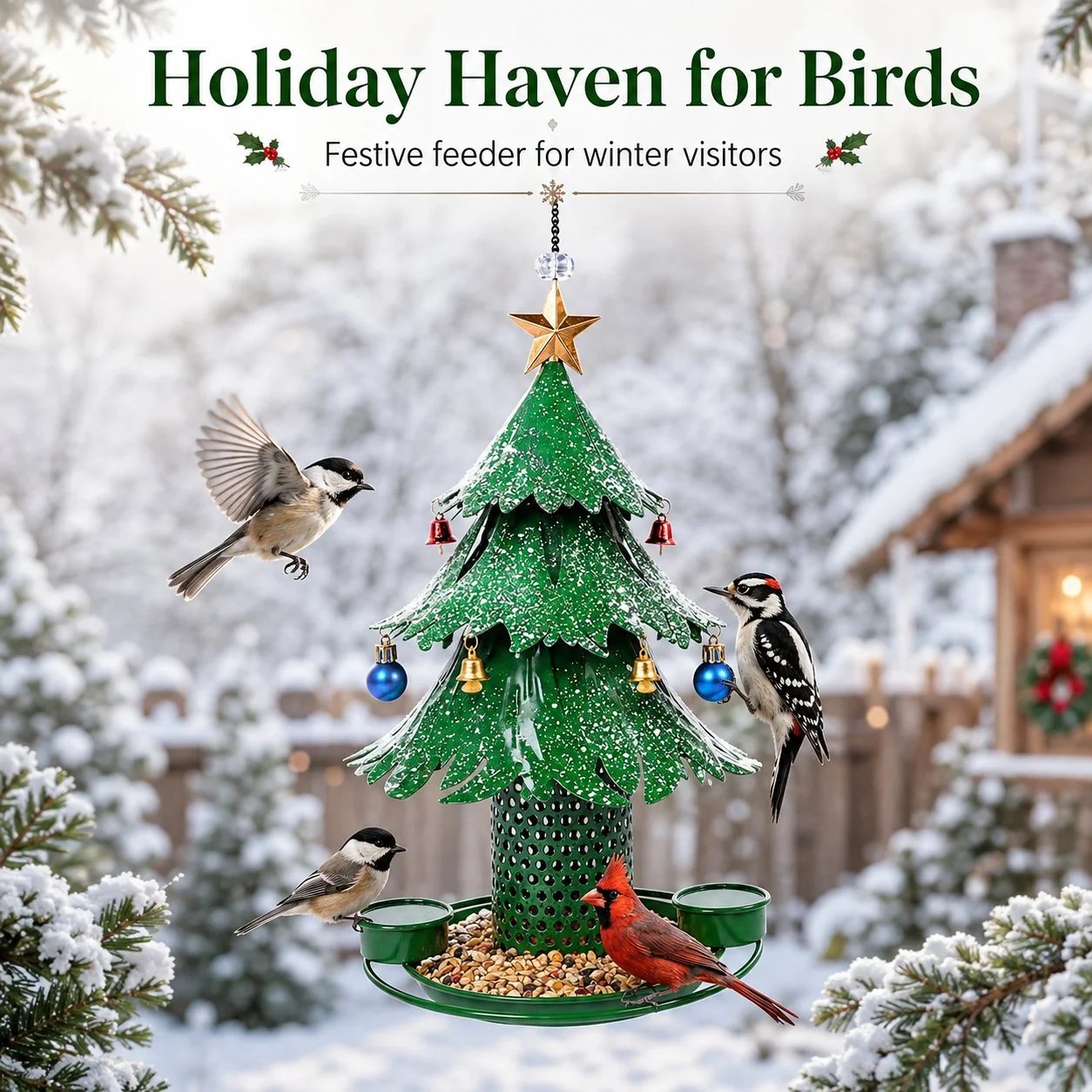 🔥HOT SALE🔥Christmas Tree Bird Feeder 🎄 Festive Backyard Holiday Decor