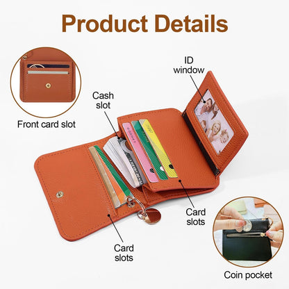 💖🌹RFID Short Wallets for Women – Fashionable Card Holder with Key Ring & Coin Purse