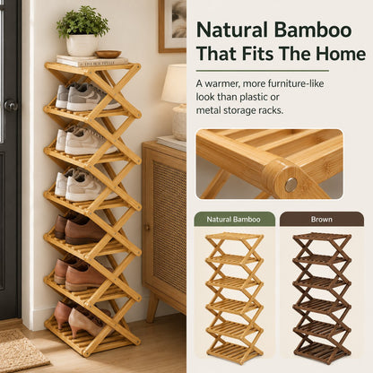 🔥Buy 2 Get 20% OFF🔥Foldable Bamboo Accordion Shoe Rack