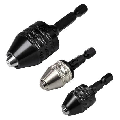 🔧2-Piece Keyless Drill Chuck Adapter Set – 1/4′′ Hex Quick Change (0.3-8mm) for Impact Drivers & Power Tools