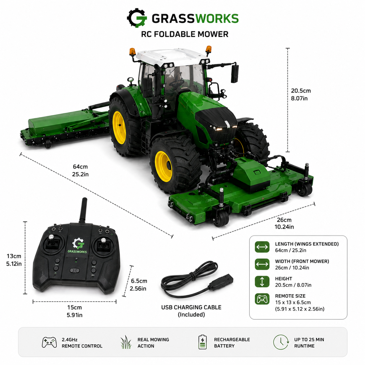 All-Terrain Wireless Remote Controlled Lawn Mower & Trimmer