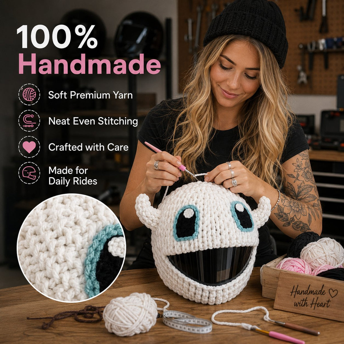 🏍️LAST DAY 49% OFF-🔥Handmade Helmet Cover | Cute Knit Helmet Topper for Motorcycle & Bike Helmets