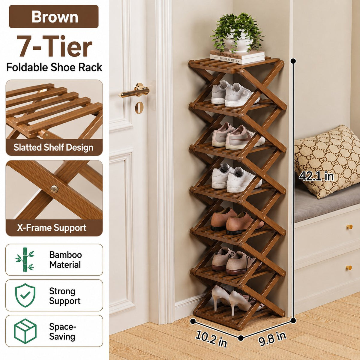 🔥Buy 2 Get 20% OFF🔥Foldable Bamboo Accordion Shoe Rack
