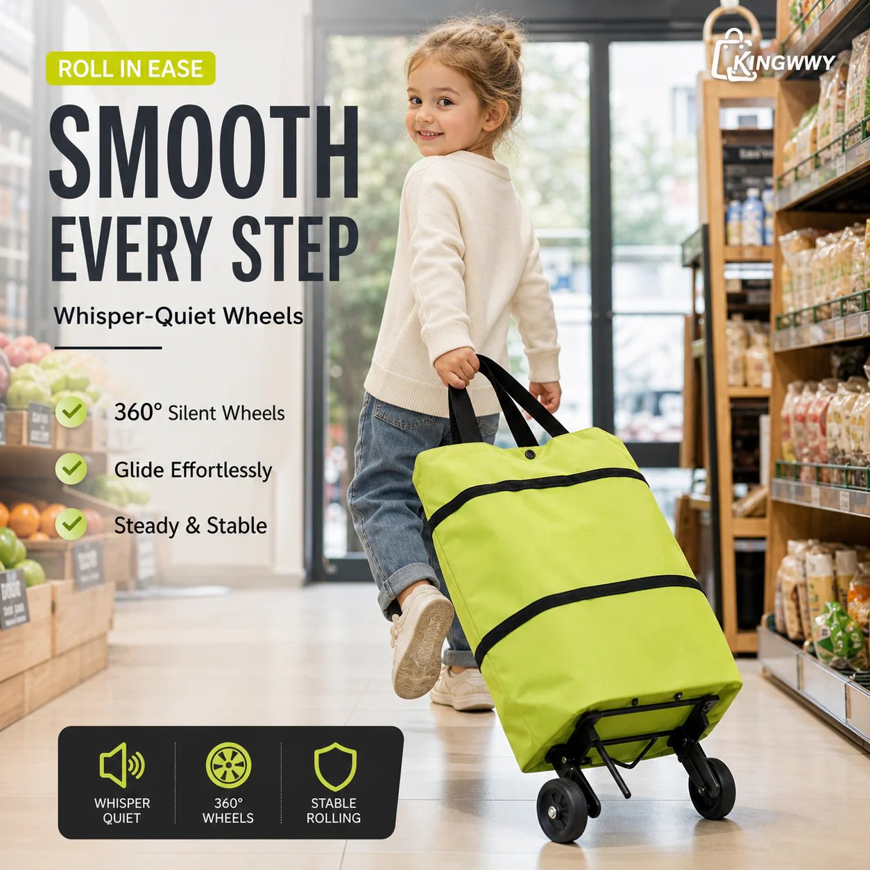 📢📢50% OFF !! ⏰Collapsible rolling shopping bag