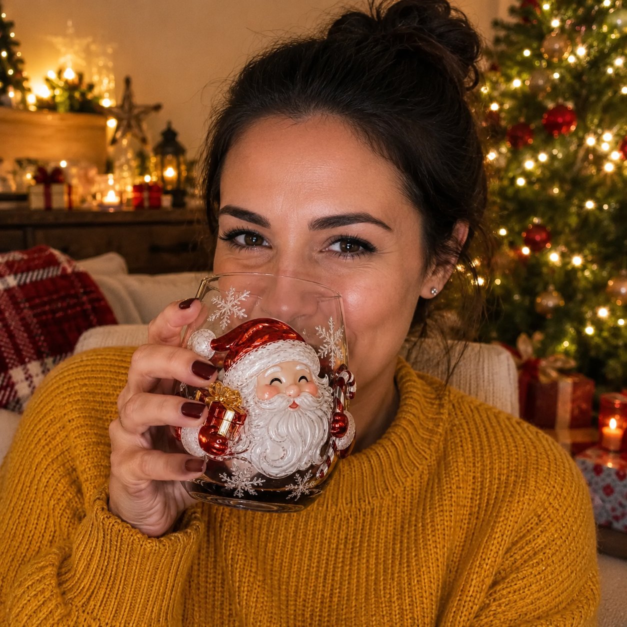 🎄 LAST DAY 49% OFF – ✨ Magical Christmas 3D Glass Cup | Raised Festive Artwork, Sparkling Details & Holiday Gift Drinkware 🎅💎