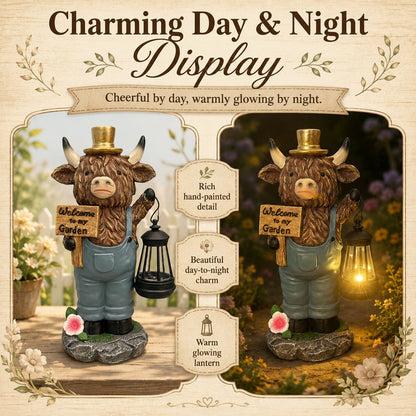🐮 Solar Powered Highland Cow Light – Waterproof Outdoor Garden & Patio Decor 💡✨