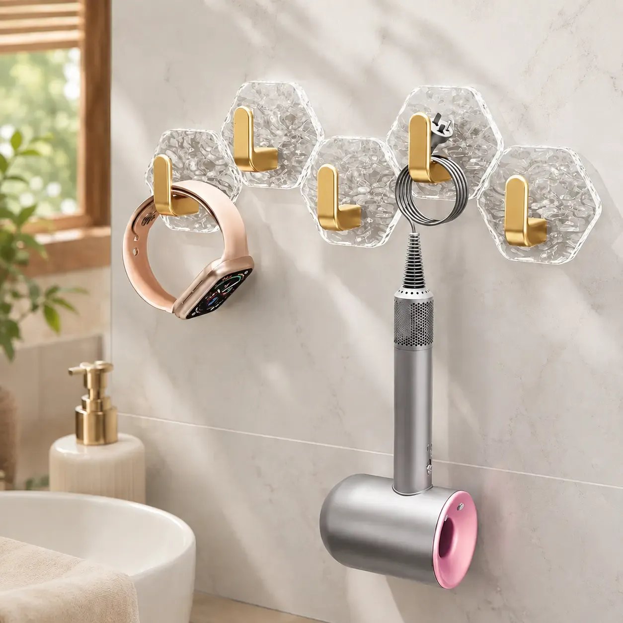 ⚡Heavy-Duty Plastic Self-Adhesive Hexagonal Ripple Hooks