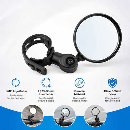 Multi-Angle Adjustable Bicycle Handlebar Convex Rearview Mirror（2Pcs）