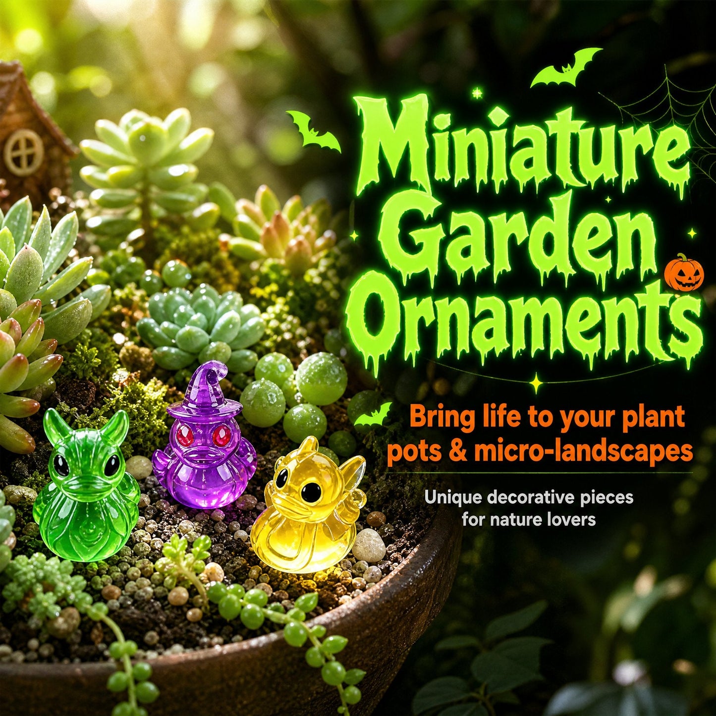 👻🎃Glow-In-The-Dark Mini Halloween Duck Set - Luminous Resin Figurines & Spooky Statues for Desk & Micro-Landscapes
