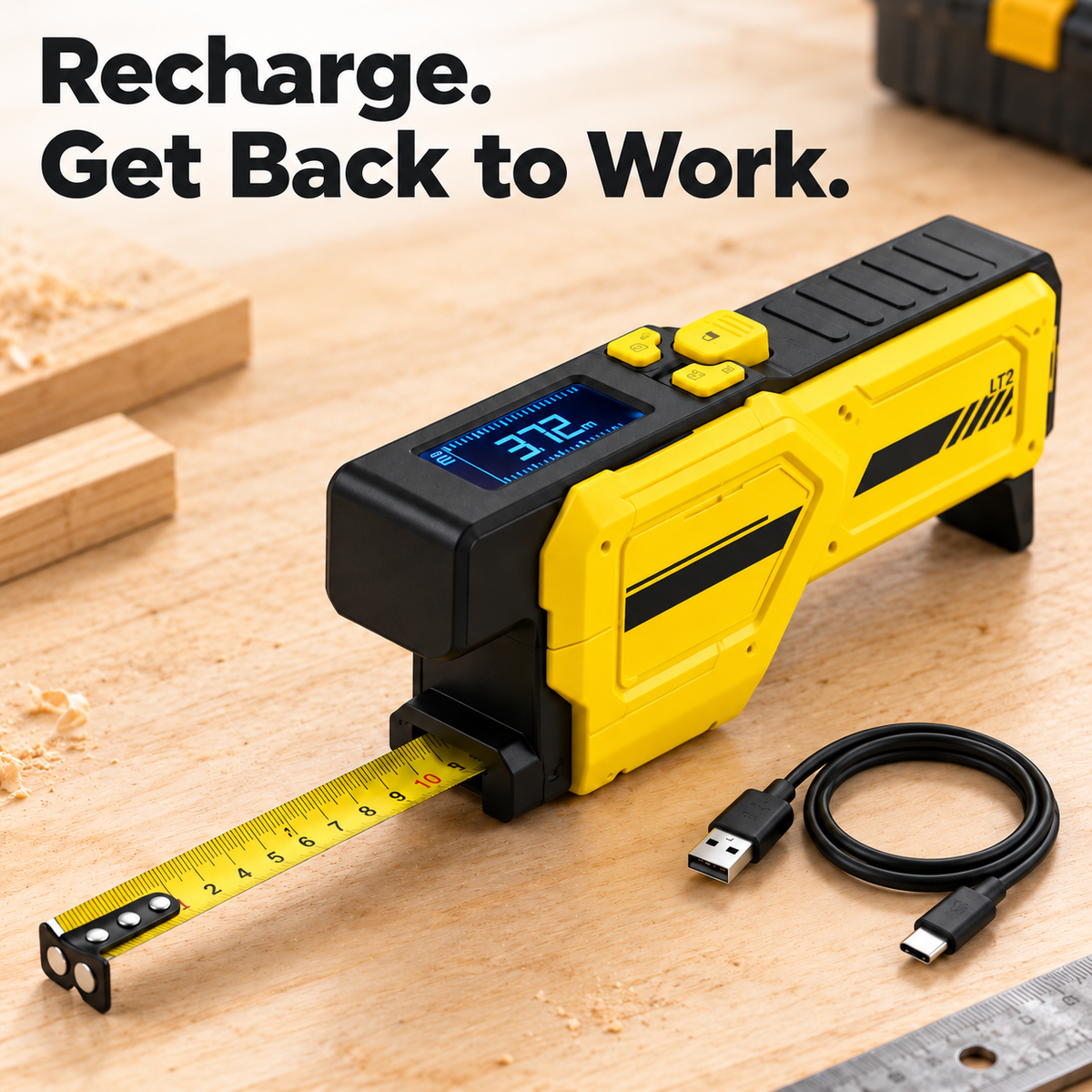 📏⚡ Digital Laser Tape Measure with LCD Display | 3-in-1 DIY Measuring & Alignment Tool 🛠️