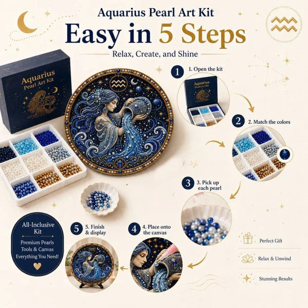 🔥 Last Day 49% OFF - 💎 12 Zodiac Signs Pearl Art Kit ♈💫 Bring Every Zodiac Sign to Life with Pearls