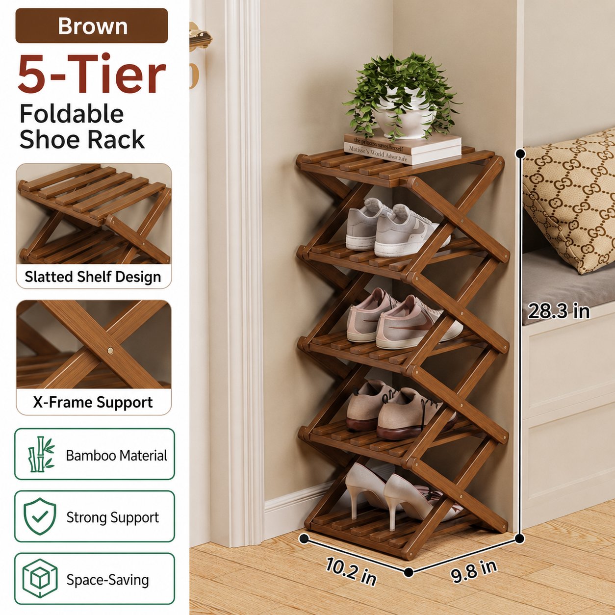 🔥Buy 2 Get 20% OFF🔥Foldable Bamboo Accordion Shoe Rack