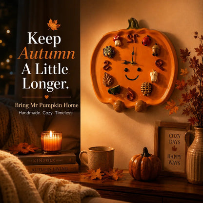 🎃 Mr Pumpkin Magnetic Clock | Handmade Autumn Wall Decor