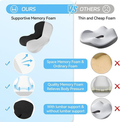 💎 50% OFF! 💎 Non-Slip Memory Foam Seat Cushion – Sciatica Relief, Breathable Mesh & Universal Fit for Car, Office & Wheelchair