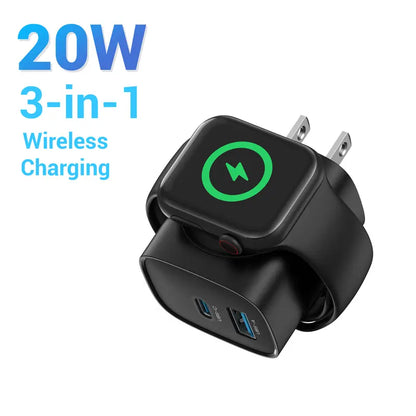 🔥 50% OFF TODAY |🔋 3-in-1 Magnetic Apple Watch Charger | Fast USB-C Wall Charger