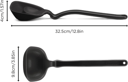 Dreamfarm Fladle Fold-Flat, Space-Saving Serving & Cooking Ladle Measures up to 1/2 Cup with Silicone Scraping Squeegee-Tip - 12"