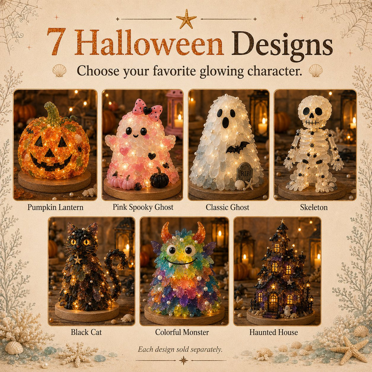 💯⏳49% OFF – 🎃 Beginner-Friendly DIY Lighted Sea Glass Halloween Character Kit Collection | Complete Kit with Sea Glass Pieces, LED Lights & Step-by-Step Guide Included 💕