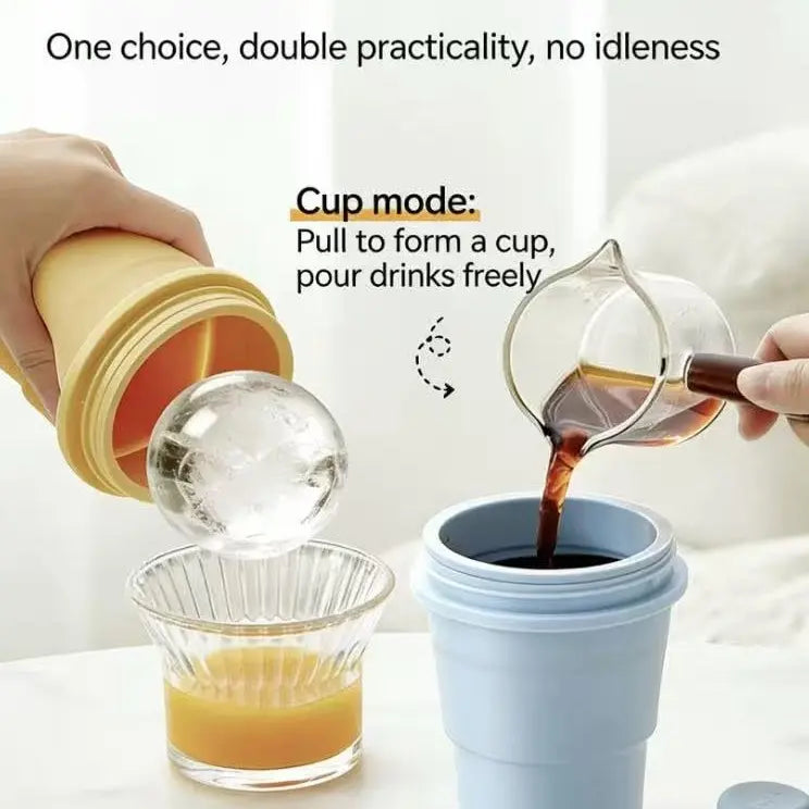 🧊 Buy 1 Get 1 Free! Folding Ice Hockey Cup – Portable Silicone Whiskey Ice Sphere Maker & Drink Cup 🍹