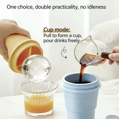 🧊 Buy 1 Get 1 Free! Folding Ice Hockey Cup – Portable Silicone Whiskey Ice Sphere Maker & Drink Cup 🍹