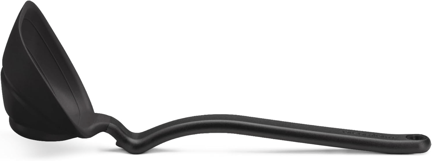 Dreamfarm Fladle Fold-Flat, Space-Saving Serving & Cooking Ladle Measures up to 1/2 Cup with Silicone Scraping Squeegee-Tip - 12"