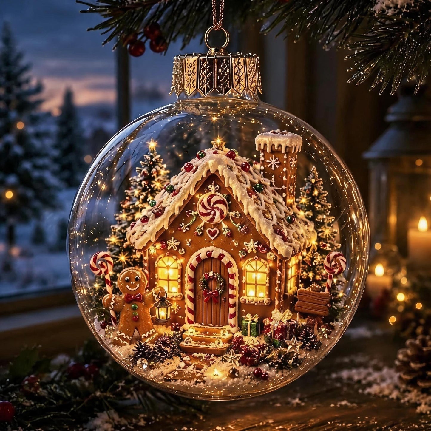 🔥HOT SALE🔥🎄Glowing Christmas Diorama Ornament with Soft Warm Light - Crystal-Clear Acrylic 3D Miniature Bauble with Hanging Cord - 8 Unique Festive Scenes (Santa, Nutcracker, Gingerbread House) for Tree & Mantel Decor Gift