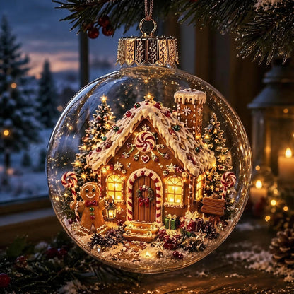 🔥HOT SALE🔥🎄Glowing Christmas Diorama Ornament with Soft Warm Light - Crystal-Clear Acrylic 3D Miniature Bauble with Hanging Cord - 8 Unique Festive Scenes (Santa, Nutcracker, Gingerbread House) for Tree & Mantel Decor Gift